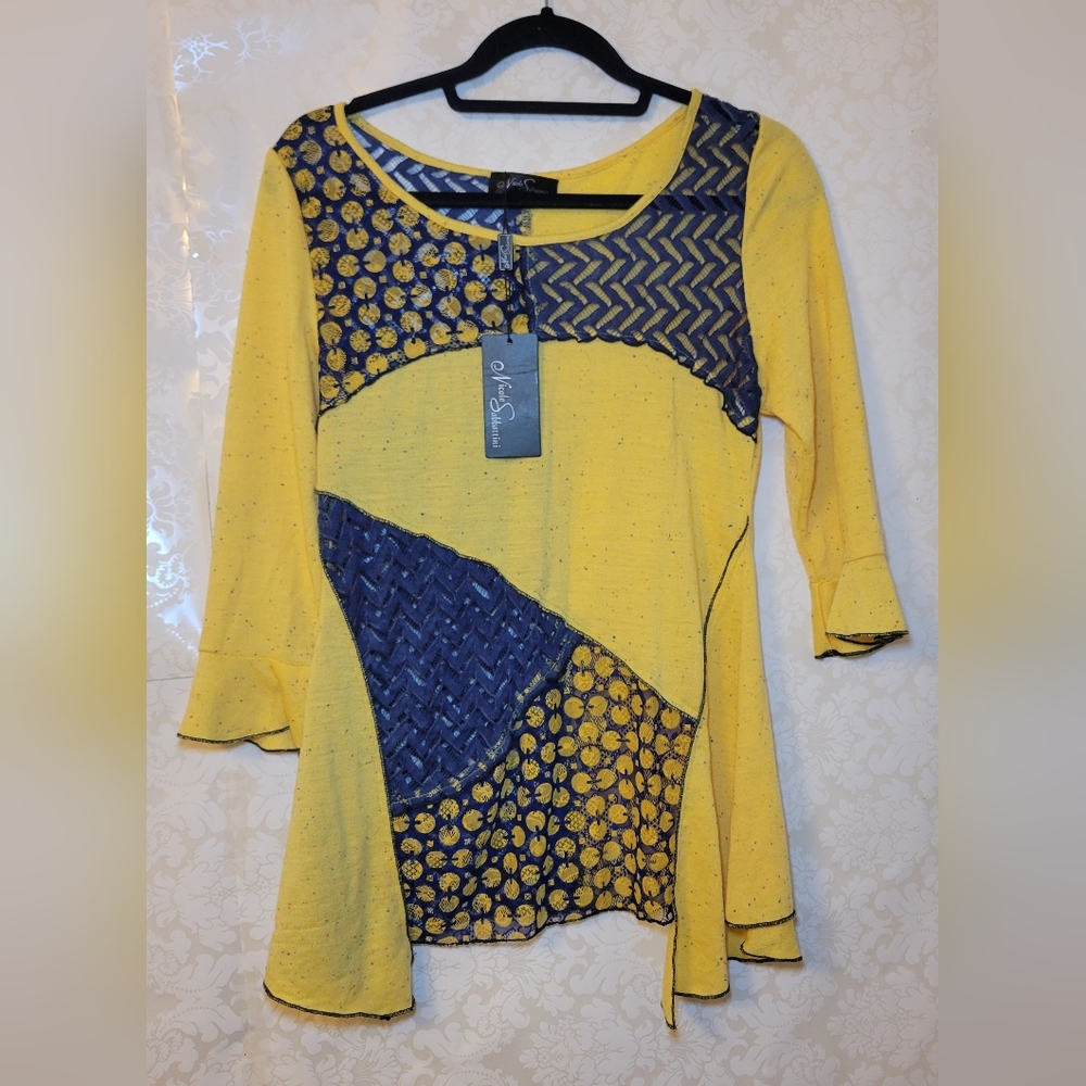 Yellow and Blue Women's Top